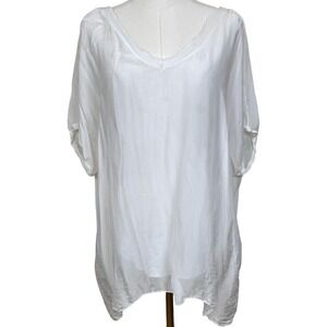 Sofia Silk Blend Tunic Top Women One Size White V-Neck Dolman Sleeve Italy